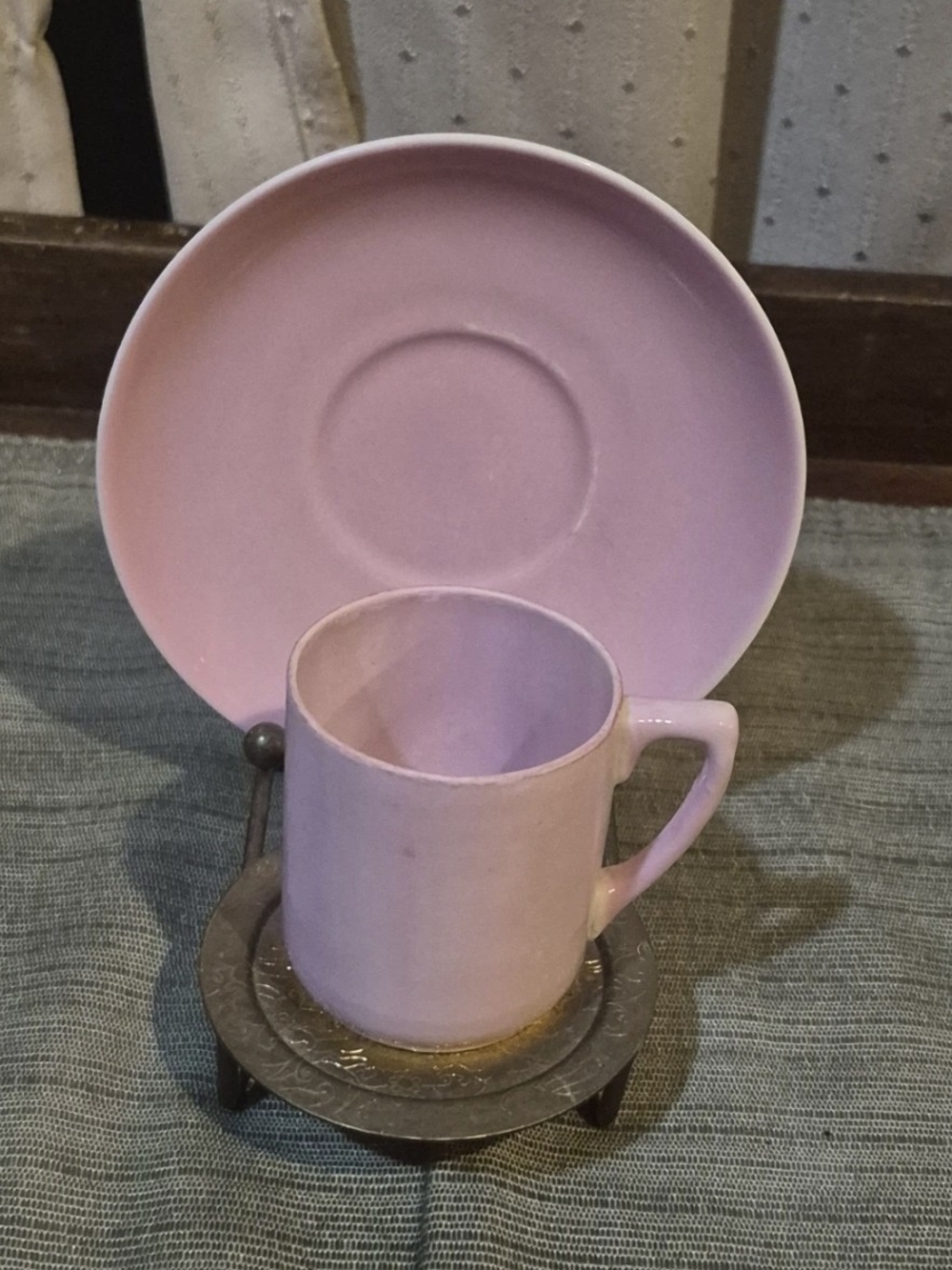 Vintage Married Tea Set - Hand Painted Pink Nippon Cup & HW Czech Saucer